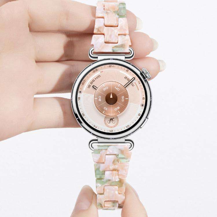22mm Slim Butterfly Clasp Three Beads Resin Watch Band(Mixed White)