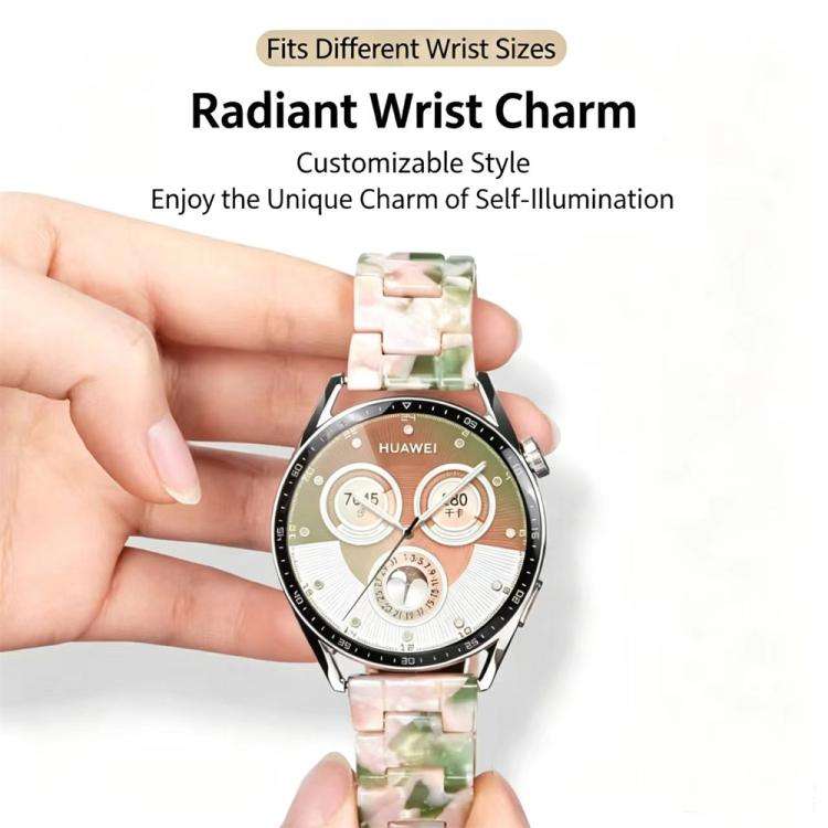 22mm Butterfly Clasp Three Beads Resin Watch Band with Removal Tool(Mixed White)