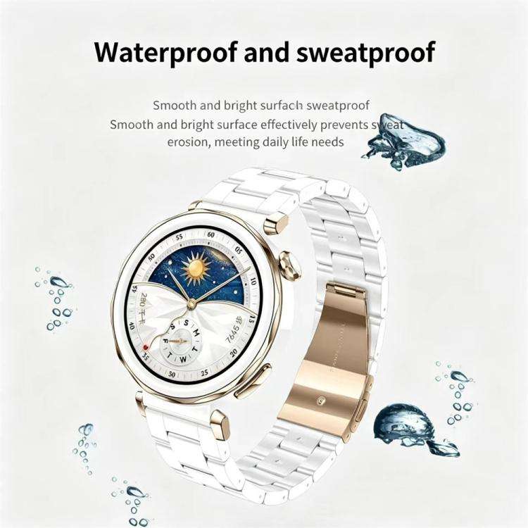 20mm Butterfly Clasp Three Beads Resin Watch Band with Removal Tool(Mixed White)