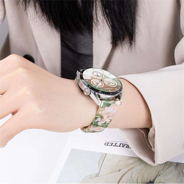22mm Butterfly Clasp Three Beads Resin Watch Band with Removal Tool(Mixed White)