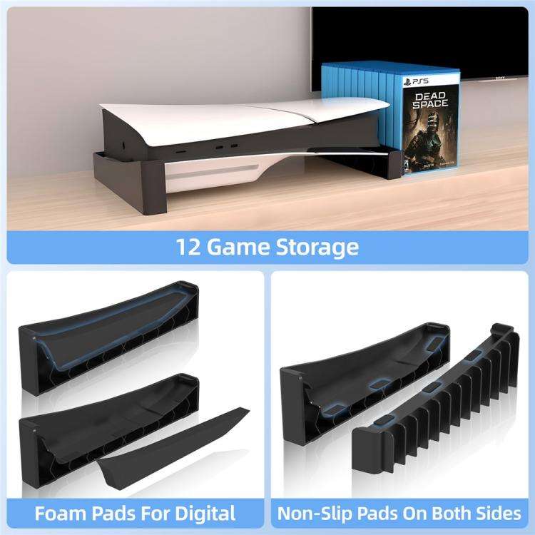 For PS5 Pro / PS5 Slim Digital Disc Edition 12 Game Discs Storage Cooling Base Holder