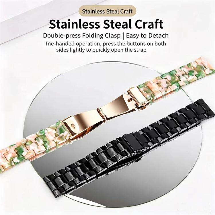 For Huawei Watch Fit Butterfly Clasp Three Beads Resin Watch Band with Removal Tool(Mixed Black)