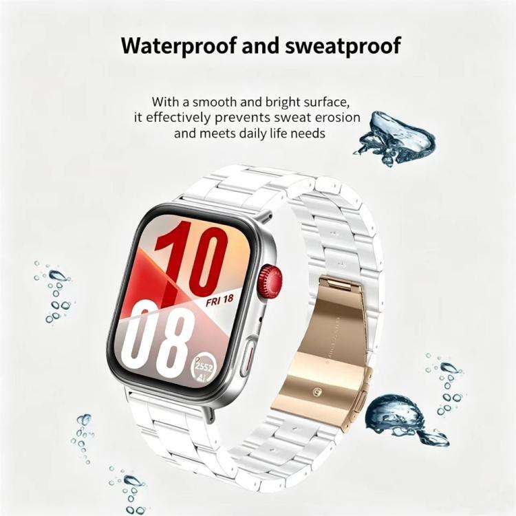 For Huawei Watch Fit Butterfly Clasp Three Beads Resin Watch Band with Removal Tool(Mixed Black)
