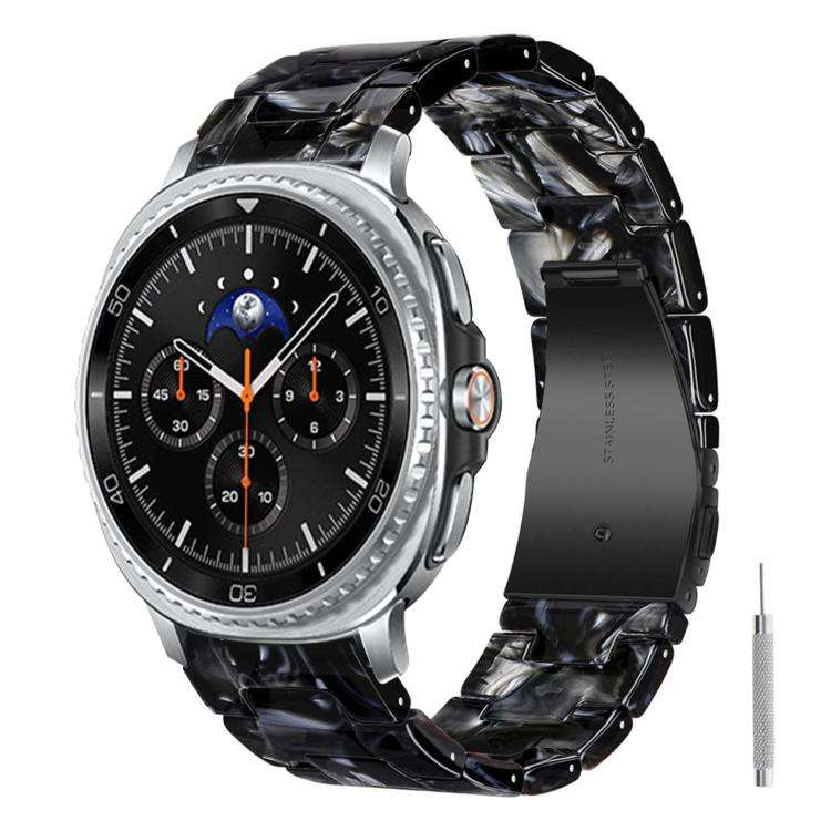 For Galaxy Watch9 / 8 / 8 Classic Butterfly Clasp Three Beads Resin Watch Band with Removal Tool(...
