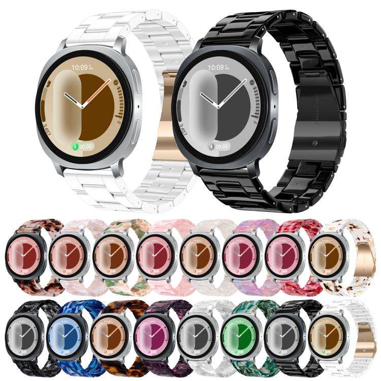 For Galaxy Watch9 / 8 / 8 Classic Butterfly Clasp Three Beads Resin Watch Band with Removal Tool(...