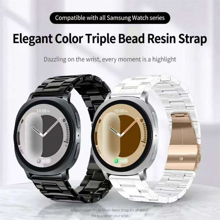 For Galaxy Watch9 / 8 / 8 Classic Butterfly Clasp Three Beads Resin Watch Band with Removal Tool(...