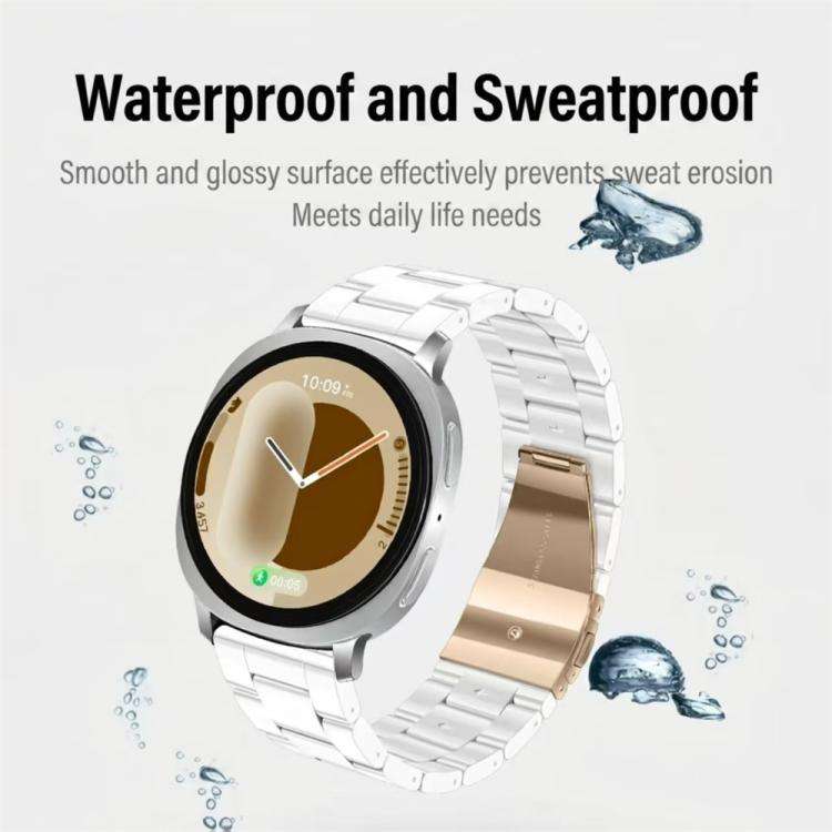 For Galaxy Watch9 / 8 / 8 Classic Butterfly Clasp Three Beads Resin Watch Band with Removal Tool(...