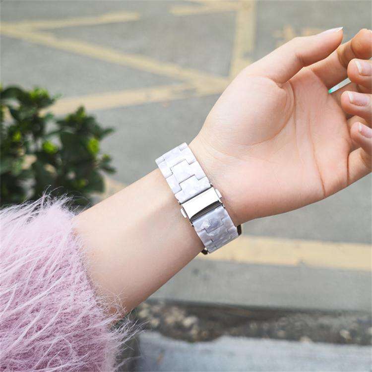 For Galaxy Watch9 / 8 / 8 Classic Butterfly Clasp Three Beads Resin Watch Band with Removal Tool(...