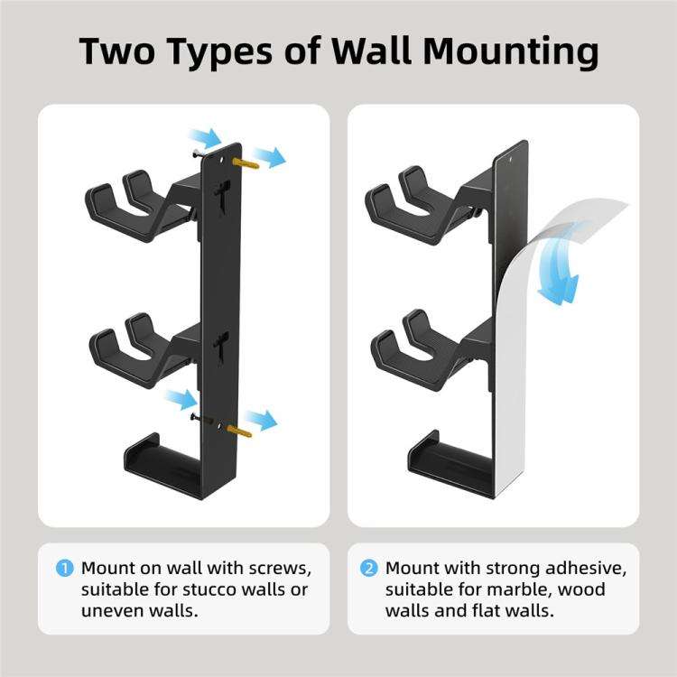 For PS4 / PS5 / XBOX Game Controller Headphone Wall Mount Stand(Black)