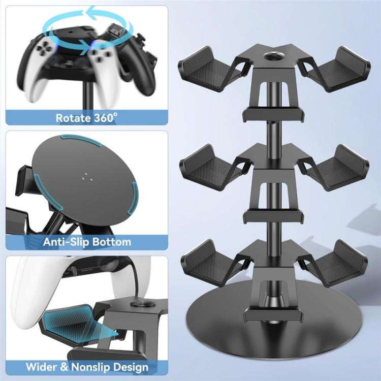 For XBOX / PS5 / Switch 360 Degree Rotating 3-Tier Game Controller Stand