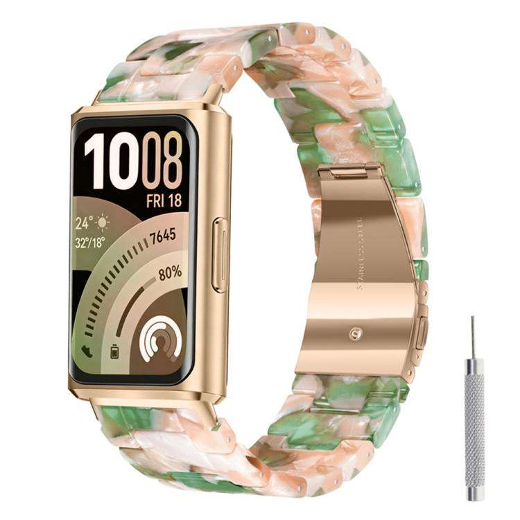 For Huawei Band 11 / Band 11 Pro Butterfly Clasp Three Beads Resin Watch Band with Removal Tool(P...