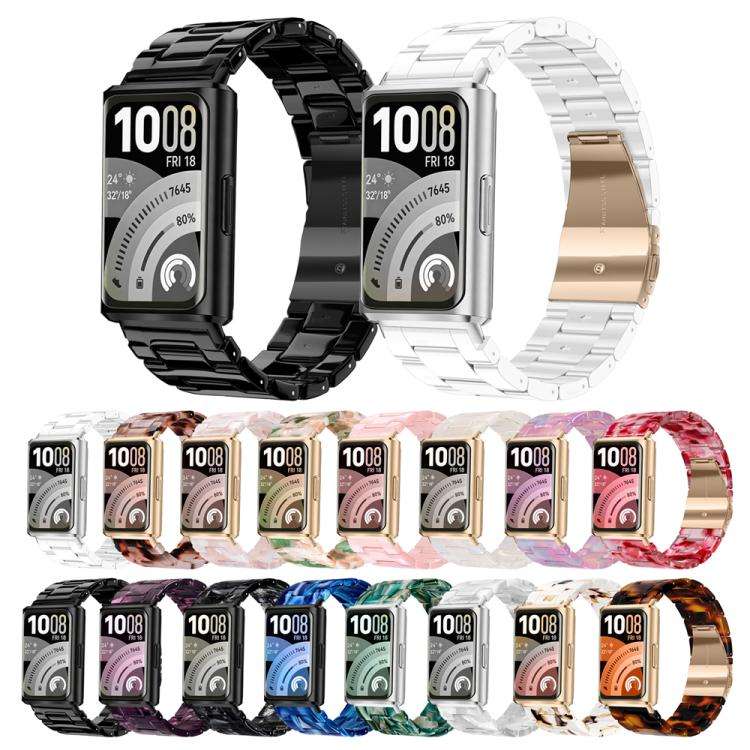 For Huawei Band 11 / Band 11 Pro Butterfly Clasp Three Beads Resin Watch Band with Removal Tool(P...