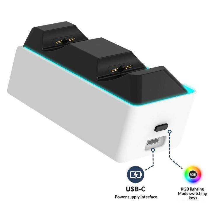 For PS5 / PS5 Slim / PS5 Pro / PS5 Edge 9-RGB Light Modes Fast Charge Station