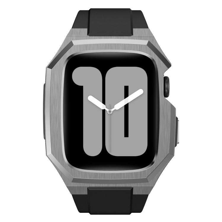 For Apple Watch Series SE / 6 / 5 / 4 44mm Stainless Steel Protective Case Integrated Fluororubbe...