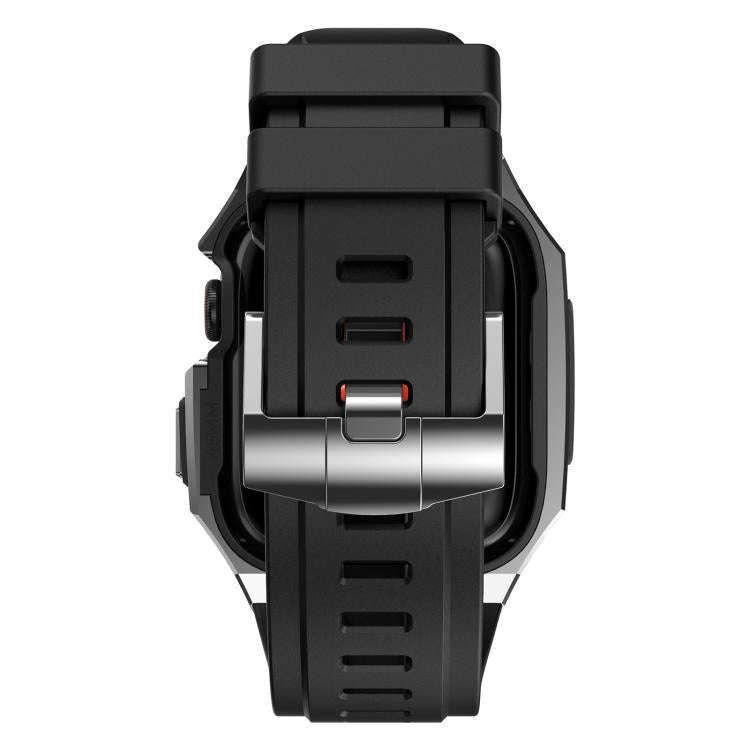 For Apple Watch Series SE / 6 / 5 / 4 44mm Stainless Steel Protective Case Integrated Fluororubbe...