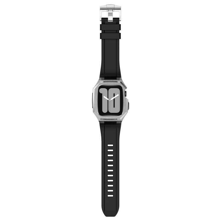 For Apple Watch Series SE / 6 / 5 / 4 44mm Stainless Steel Protective Case Integrated Fluororubbe...