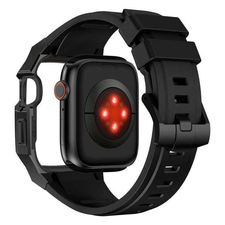 For Apple Watch Series SE / 6 / 5 / 4 44mm Stainless Steel Protective Case Integrated Fluororubbe...