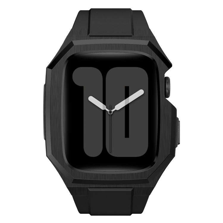 For Apple Watch Series SE / 6 / 5 / 4 44mm Stainless Steel Protective Case Integrated Fluororubbe...