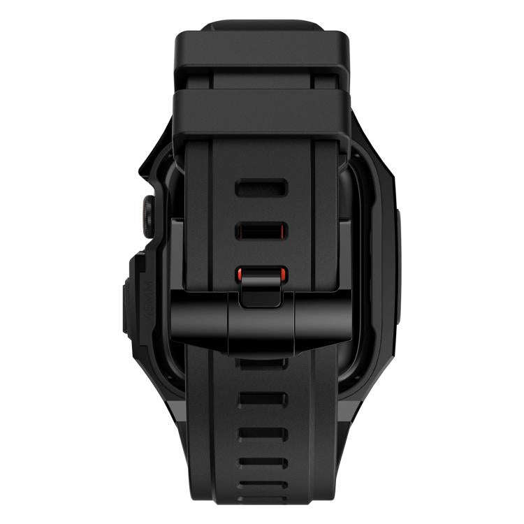For Apple Watch Series SE / 6 / 5 / 4 44mm Stainless Steel Protective Case Integrated Fluororubbe...