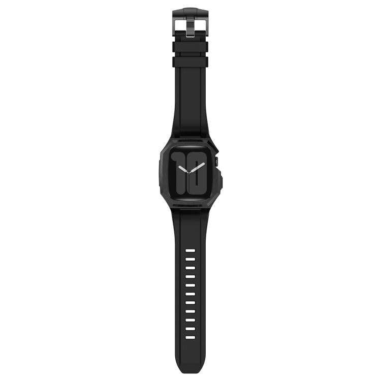For Apple Watch Series SE / 6 / 5 / 4 44mm Stainless Steel Protective Case Integrated Fluororubbe...