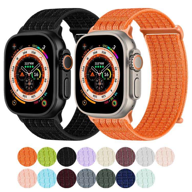 For Apple Watch 46mm / 49mm / 45mm / 44mm Two Section Nylon Woven Breathable Hook And Loop Fasten...