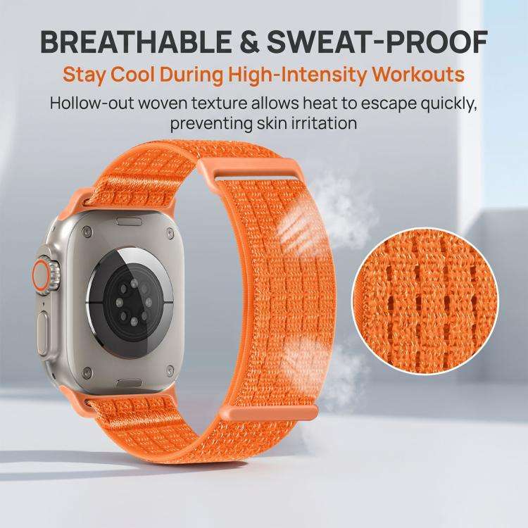 For Apple Watch 42mm / 41mm / 40mm / 38mm Two Section Nylon Woven Breathable Hook And Loop Fasten...