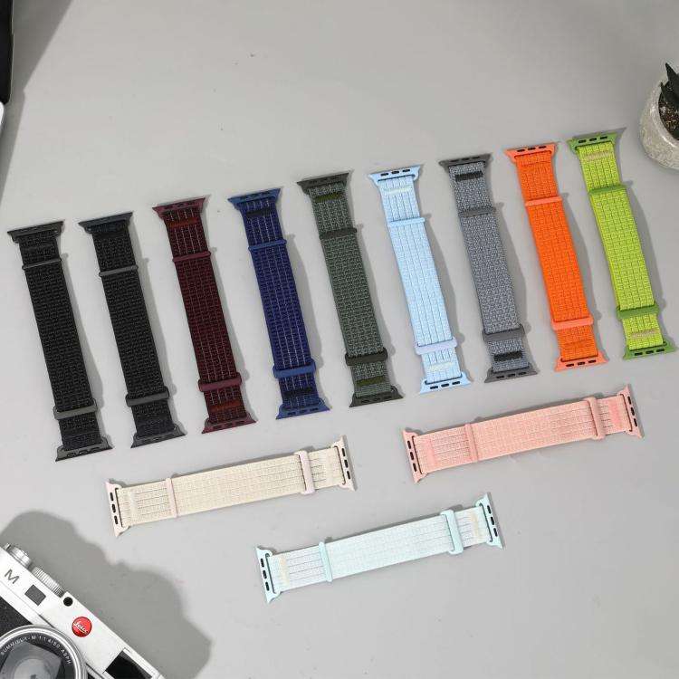For Apple Watch 42mm / 41mm / 40mm / 38mm Two Section Nylon Woven Breathable Hook And Loop Fasten...
