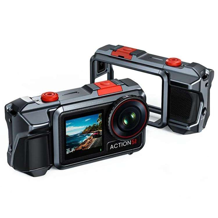 For DJI Osmo Action 3 / 4 / 5 Pro Cage Frame Action Camera Aluminum Alloy Protective Case(Grey)