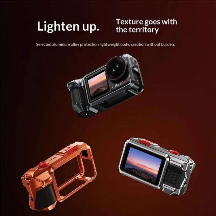 For DJI Osmo Action 3 / 4 / 5 Pro Cage Frame Action Camera Aluminum Alloy Protective Case(Orange)