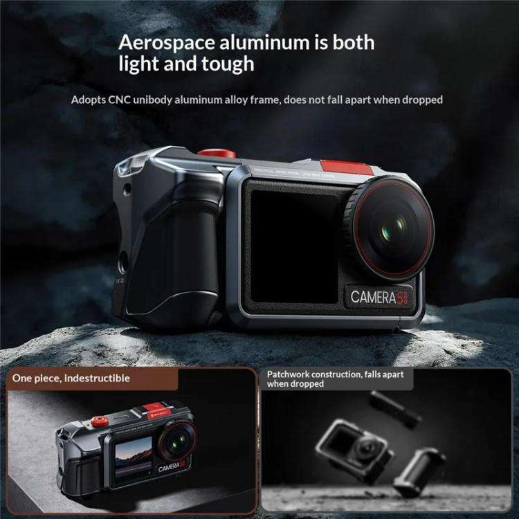 For DJI Osmo Action 3 / 4 / 5 Pro Cage Frame Action Camera Aluminum Alloy Protective Case(Silver)