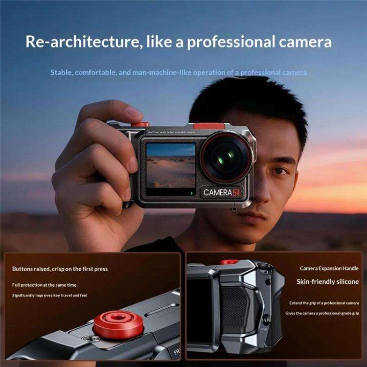 For DJI Osmo Action 3 / 4 / 5 Pro Cage Frame Action Camera Aluminum Alloy Protective Case(Silver)