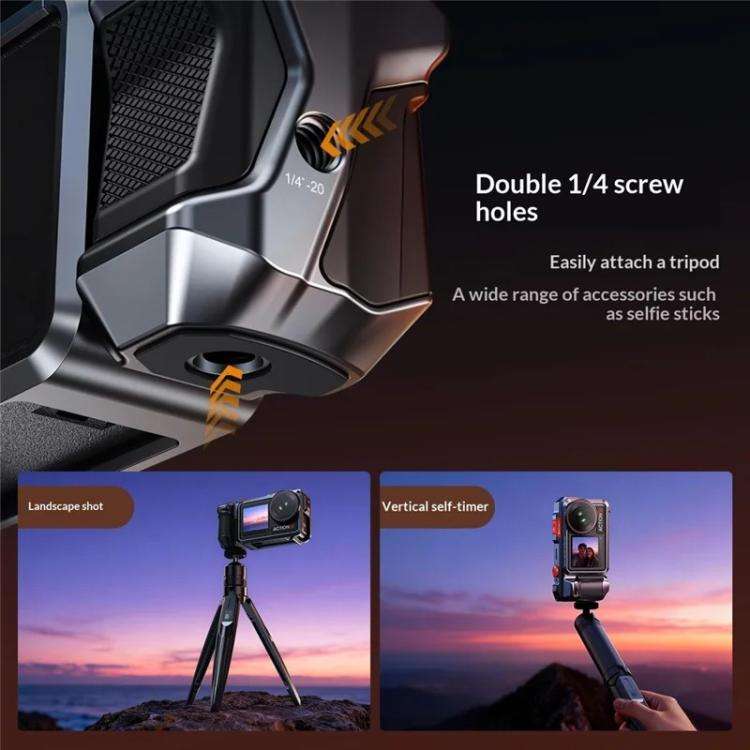 For DJI Osmo Action 3 / 4 / 5 Pro Cage Frame Action Camera Aluminum Alloy Protective Case(Grey)