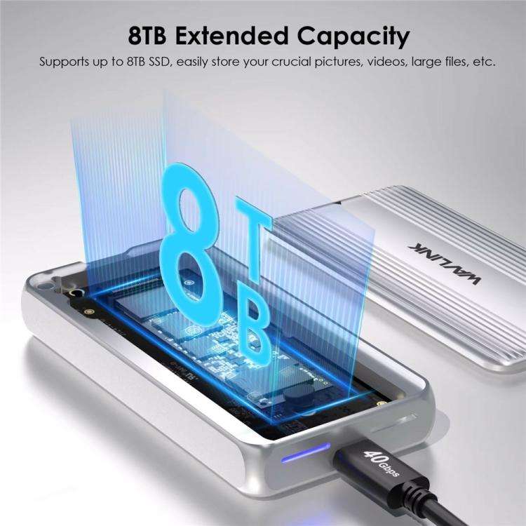 WAVLINK ST406C 40Gbps Aluminum Alloy Hard Drive Case Support M.2 2280 / 2260 / 2242 / 2230 USB4