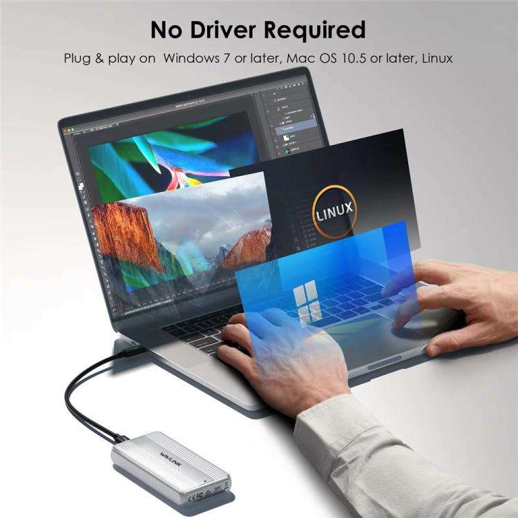 WAVLINK ST406C 40Gbps Aluminum Alloy Hard Drive Case Support M.2 2280 / 2260 / 2242 / 2230 USB4
