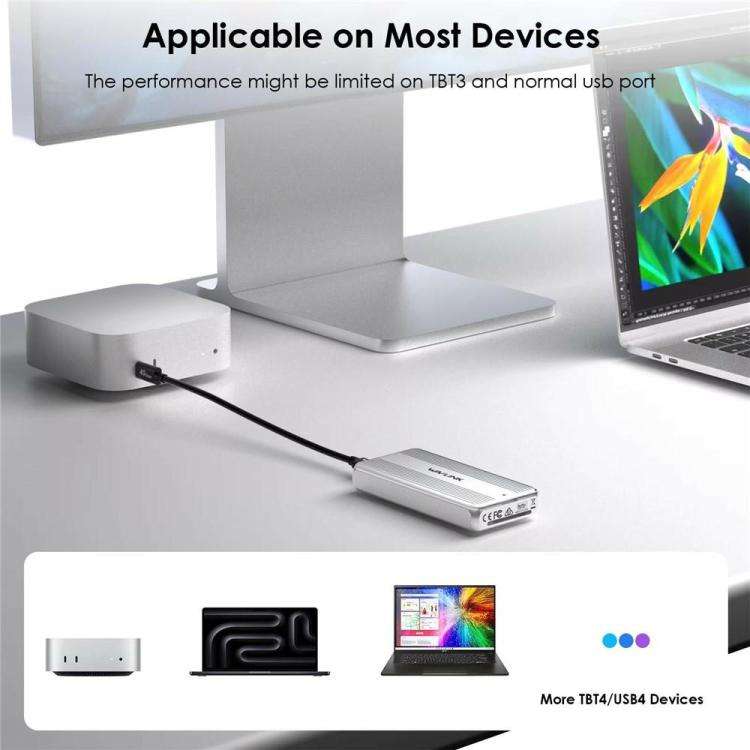 WAVLINK ST406C 40Gbps Aluminum Alloy Hard Drive Case Support M.2 2280 / 2260 / 2242 / 2230 USB4
