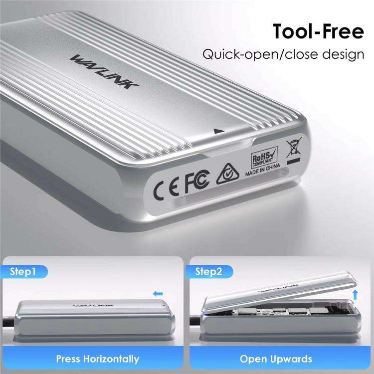 WAVLINK ST406C 40Gbps Aluminum Alloy Hard Drive Case Support M.2 2280 / 2260 / 2242 / 2230 USB4