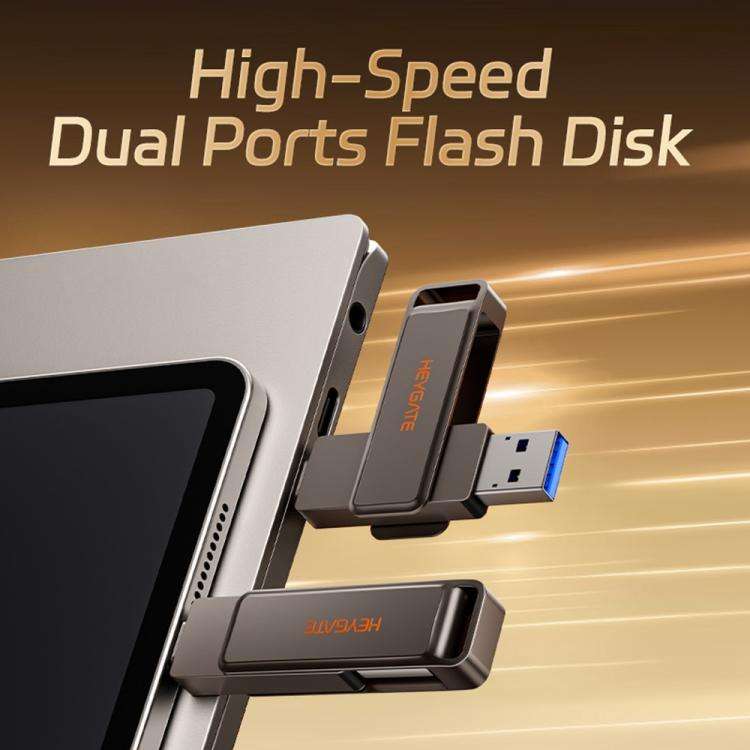 HEYGATE L1 Flash Drive 2 in 1 USB-A + USB-C /Type-C High Speed Memory Stick, Memsize:32GB
