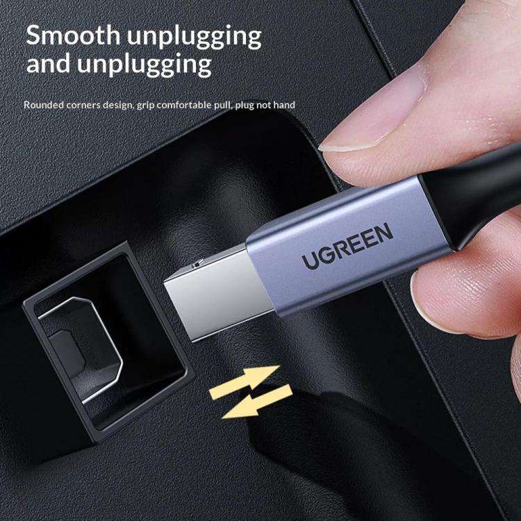 UGREEN US370 80805 USB C to USB B 2.0 Cable Braided Printer Cable, Length: 1m