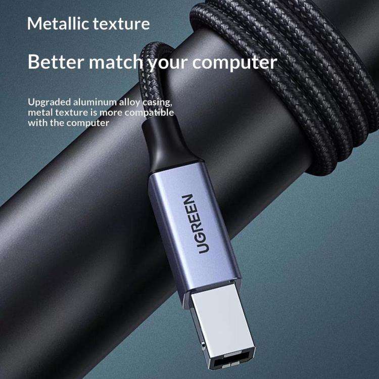 UGREEN US370 80805 USB C to USB B 2.0 Cable Braided Printer Cable, Length: 1m