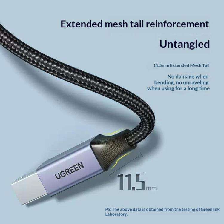 UGREEN US370 80805 USB C to USB B 2.0 Cable Braided Printer Cable, Length: 1m