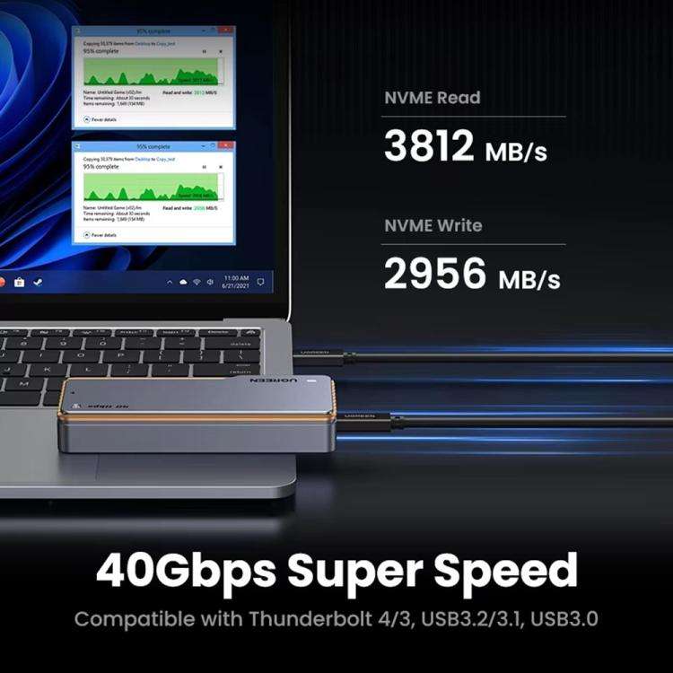 UGREEN CM642-15976 40Gbps M.2 NVMe Hard Disk Case USB 4.0 SSD Enclosure Case with Turbofan
