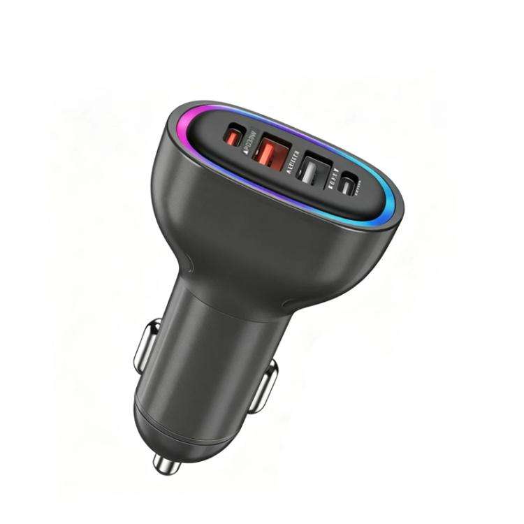 P54 75W PD3.0 USB-C x 2+USB x 2 Multi Protocol Car Charger(Black)