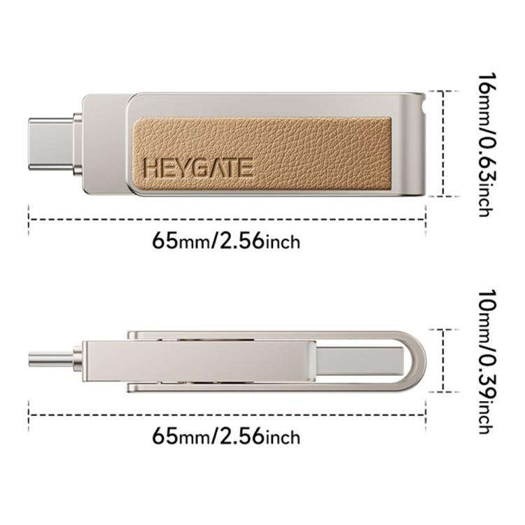 HEYGATE L2 2-in-1 USB 3.0 Flash Drive Dual Interface High Speed Memory Stick, Memsize:32GB