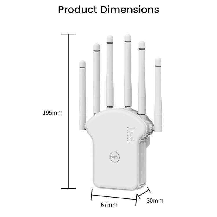 RE1200LN Home Office 1200Mbps WiFi Repeater Extender, Plug:US Plug