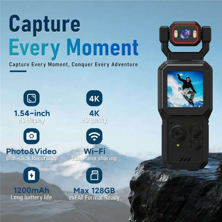 D1 4K HD Recording WiFi Bluetooth Vlogging Camera 1.54 Inch HD Screen Portable Handheld Camera