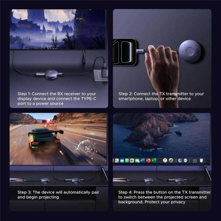 UGREEN S309-75500 HD 1080P / 60Hz 5.8G Magnetic Wireless Transmitter and Receiver Kit