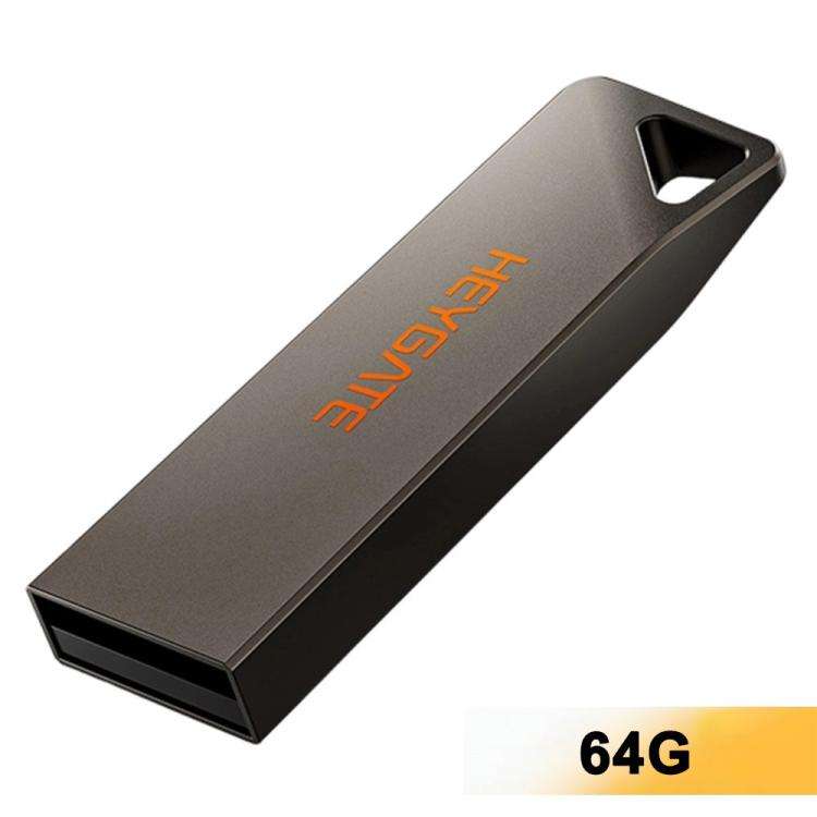 HEYGATE TU10 Aluminum Alloy USB 2.0 Flash Drive Mini Portable Memory Stick, Capacity:64GB