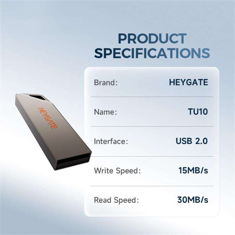 HEYGATE TU10 Aluminum Alloy USB 2.0 Flash Drive Mini Portable Memory Stick, Capacity:16GB