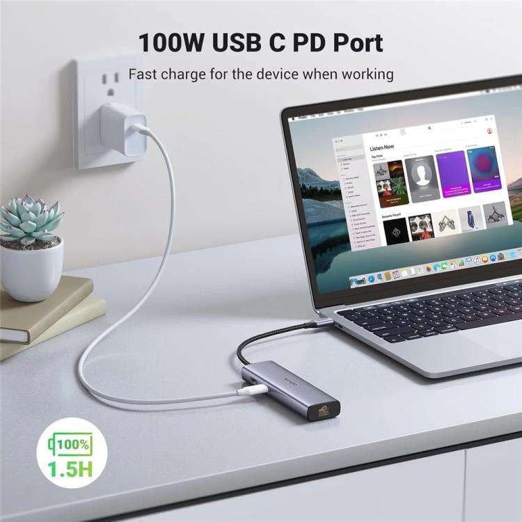 UGREEN CM512 90568 USB3.0 PD100W RJ45 SD / TF Card Reader 7 in 1 USB-C HUB