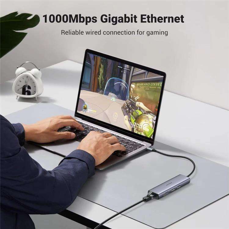 UGREEN CM512 90568 USB3.0 PD100W RJ45 SD / TF Card Reader 7 in 1 USB-C HUB